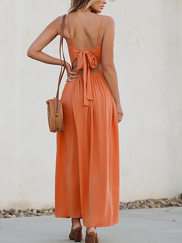 CUPSHE Women’s Summer Maxi Dress V-Neck Sleeveless Cutout Spaghetti Strap Beachwear
