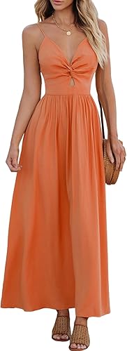 CUPSHE Women’s Summer Maxi Dress V-Neck Sleeveless Cutout Spaghetti Strap Beachwear