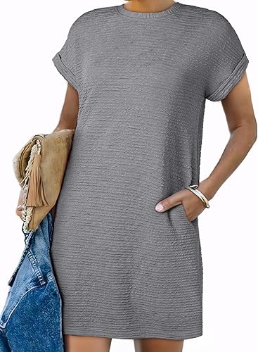 EVALESS 2025 Women’s Summer Mini Dress Short Sleeve Casual Beach Vacation Outfit