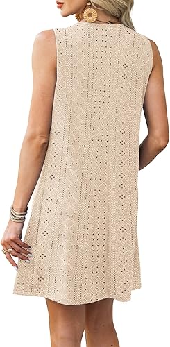 Women’s Sleeveless Summer Dress Beach Vacation Coverup w/ Pockets S-2XL