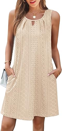 Women’s Sleeveless Summer Dress Beach Vacation Coverup w/ Pockets S-2XL
