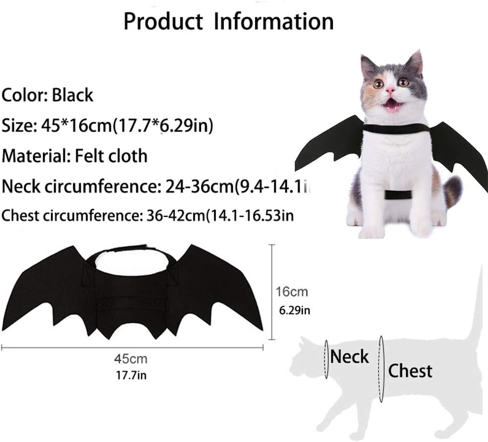Pet Cat Bat Wings Costume – Puppy Dog Halloween Cosplay Collar Dress Up